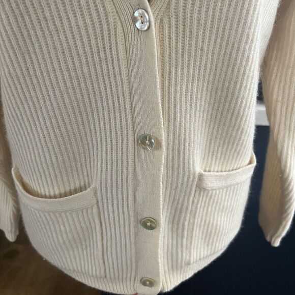 Robinson's SZ PS Vintage Lambswool Angora Ribbed Button Cardigan Quiet Luxury - Picture 3 of 9